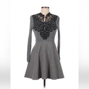 Yizhiqi grey long sleeved fit and flare sweater dress med